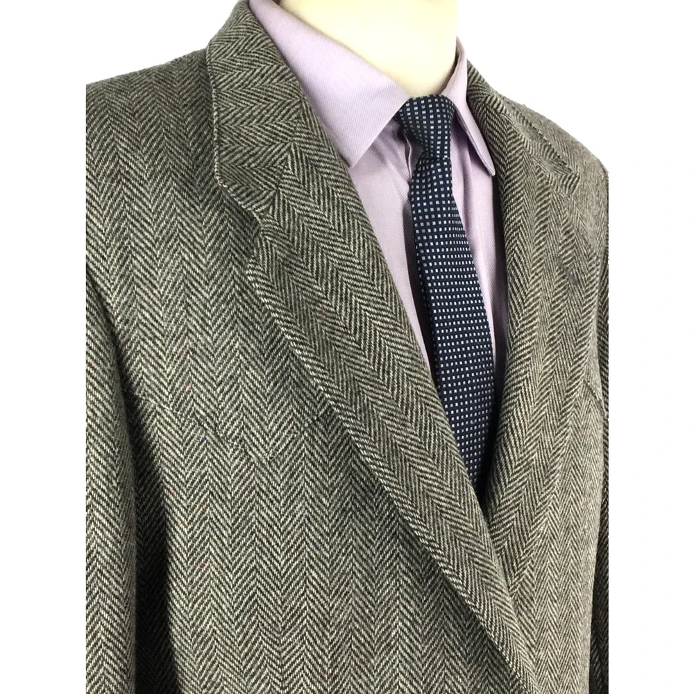 44L Farah Western Wear Vintage 2 Bttn Wool Tweed Blazer Sport Coat Heather Gray